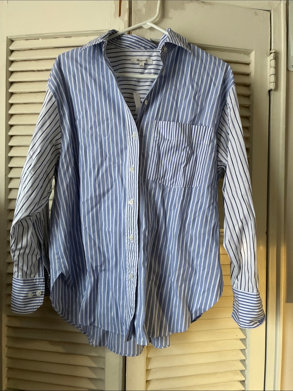 NWT Madewell Women’s Blue & White Vertical Stripe Button-Down Shirt
